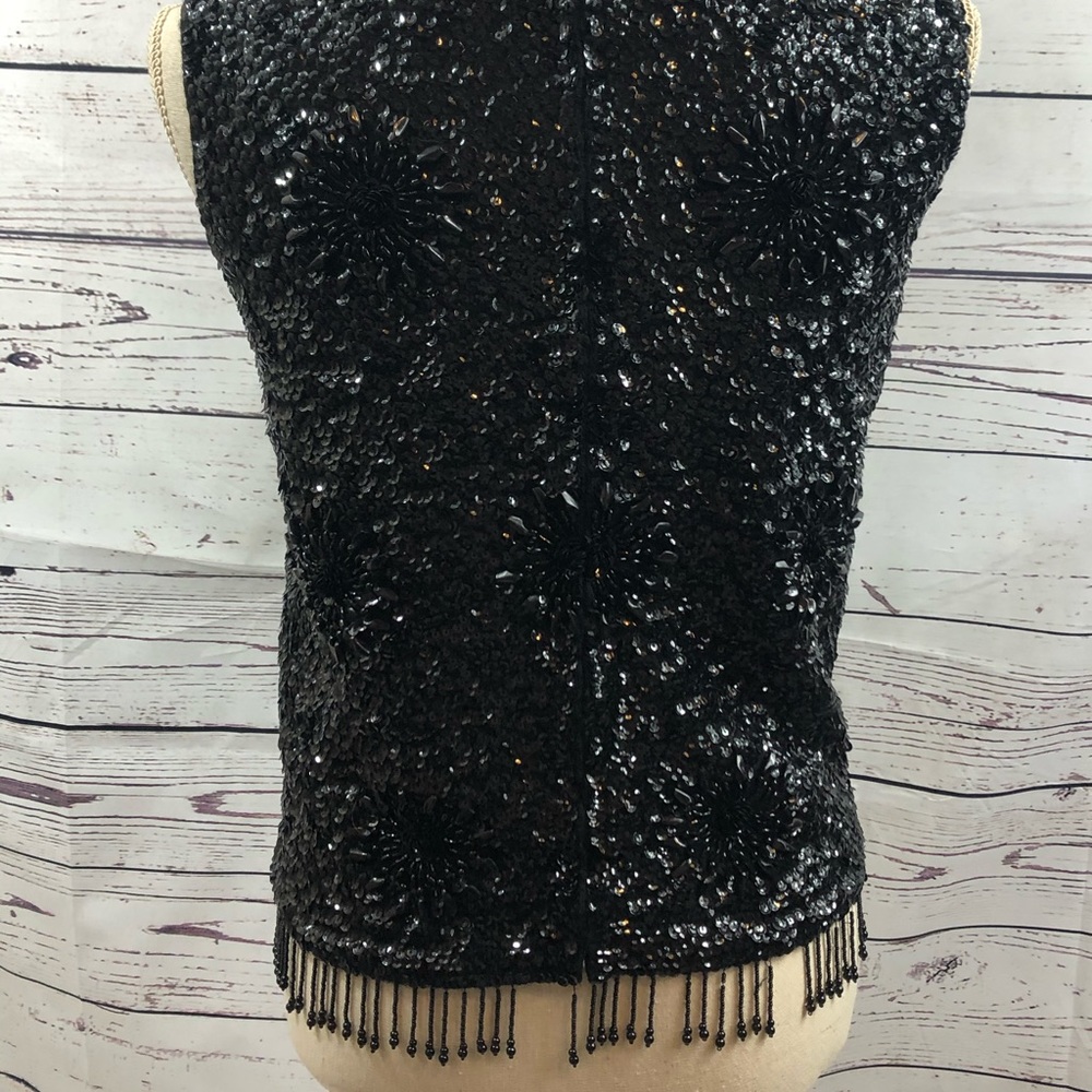 Vintage Black Bead and Sequin Sleeveless Top Small - Picture 2 of 8